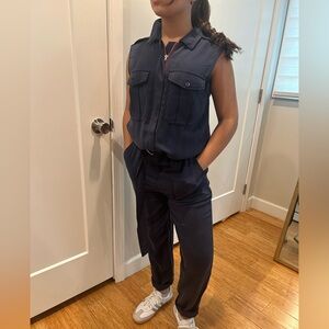 Chic Navy Belted Jumpsuit